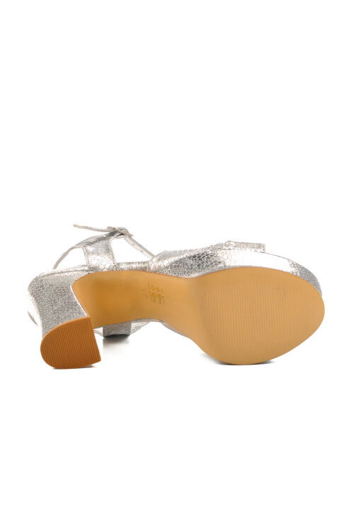 Silver Platform Heel Womens Evening Shoes 655417 Z