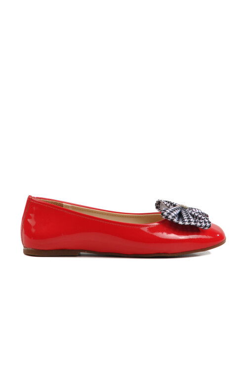 Red Patent Leather Bow Ribbon Girls Ballerinas 180 F