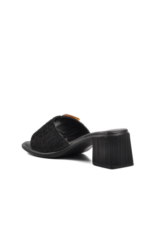 Leopard-Black Womens High-Heeled Slippers 22650 Z