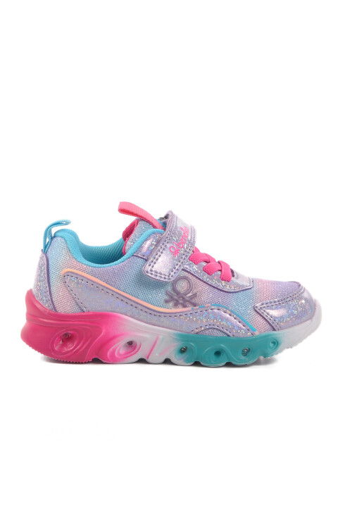 Lilac Velcro Lighted Girls Sports Shoes BNI-10136 B