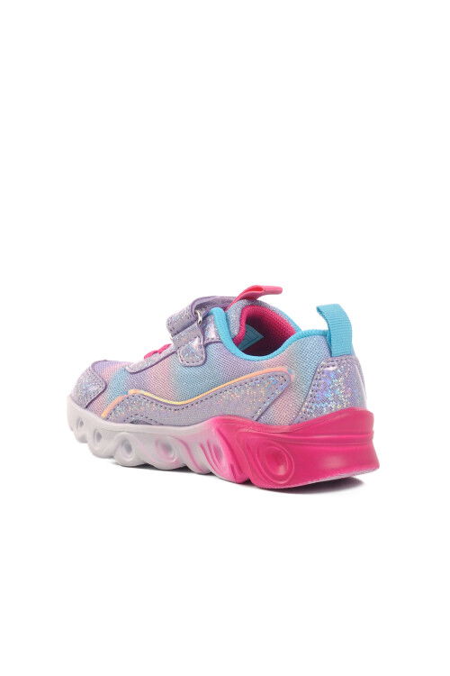 Lilac Velcro Lighted Girls Sports Shoes BNI-10136 B