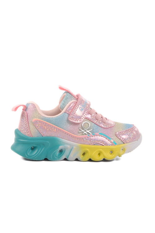 Pink Velcro Lighted Girls Sneakers BNI-10136 B