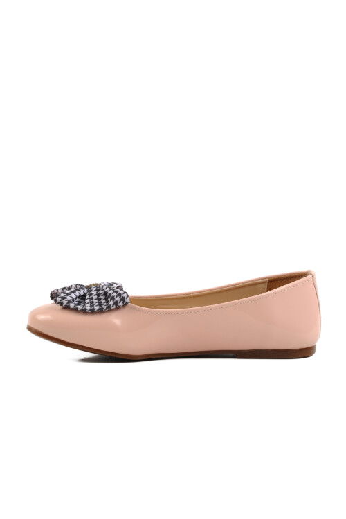 Powder Patent Leather Bow Ribbon Girls Ballerinas 180 F