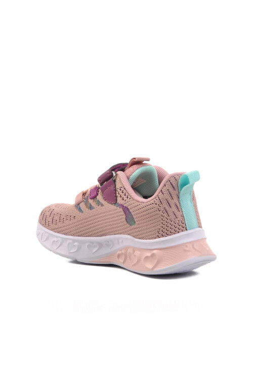Pudra Triko Işıklı Cırtlı Çocuk Spor Ayakkabı BNI-10124 P
