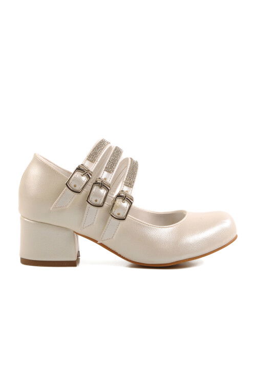 Mother of Pearl Stone Girls High Heeled Ballerinas 37 F