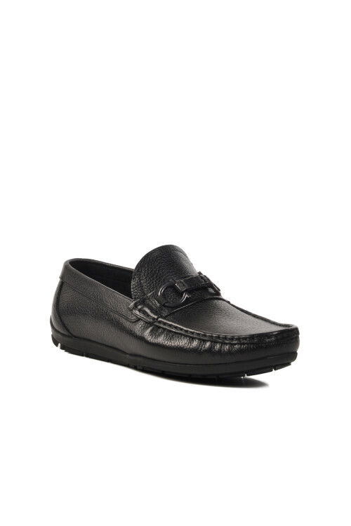 Black Skin Genuine Leather Mens Casual Shoes 505453 M