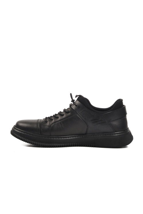 Black Genuine Leather Mens Casual Shoes