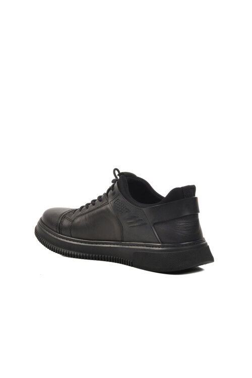 Black Genuine Leather Mens Casual Shoes