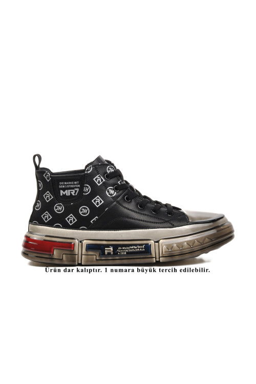 Black Mens Genuine Leather Hi Sneaker 152-18220 M