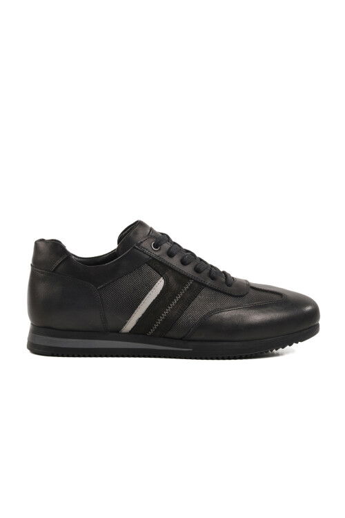 Black Genuine Leather Mens Casual Shoes 5Y0693-7811 M