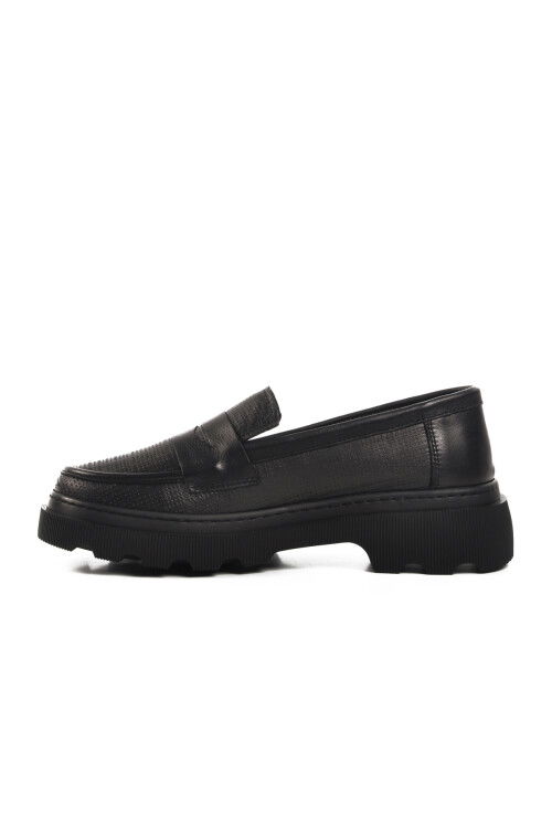 Black Genuine Leather Womens Casual Shoes 2402-1 Z