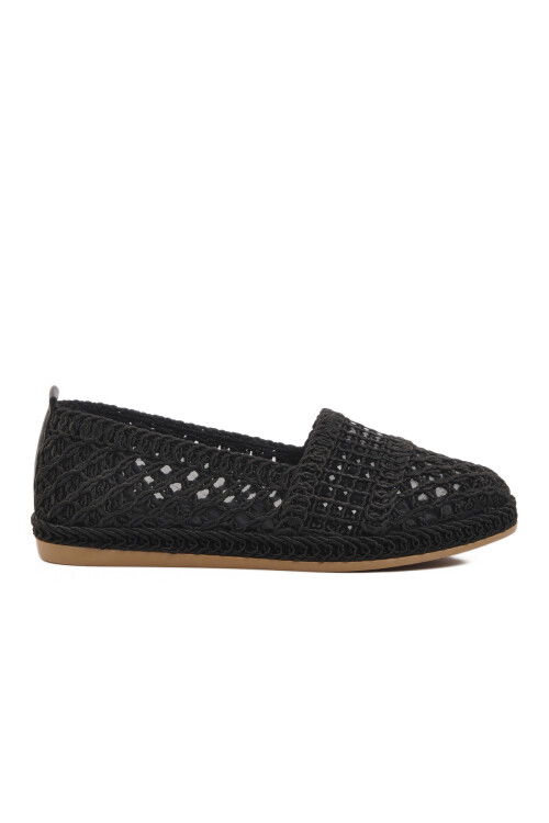 Black Knitted Knitwear Womens Ballerinas PC-54570 Z