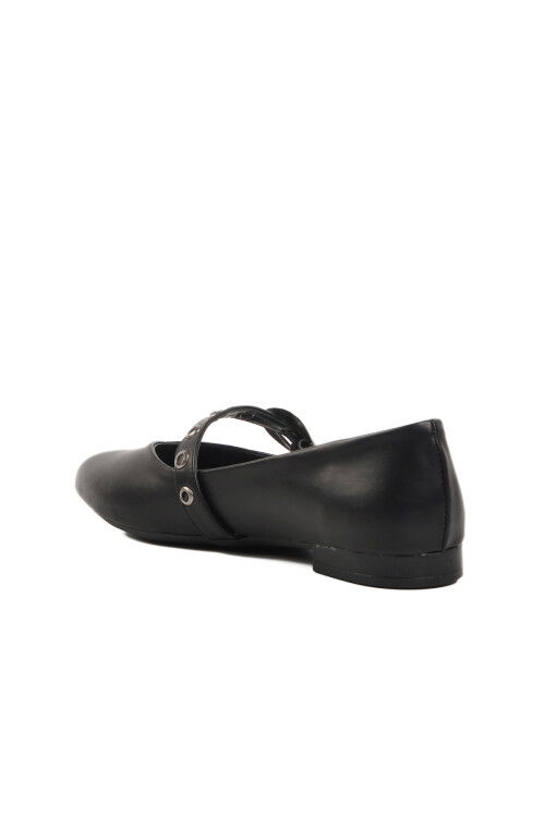 حذاء باليرينا نسائي أسود بحزام خفيف 354155 Z