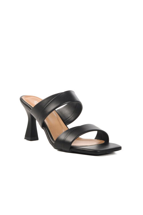 Black Womens High Heel Slippers 576006 Z