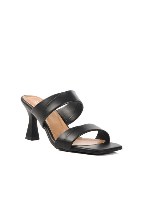 Black Womens High Heel Slippers 576006 Z