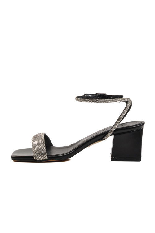 Black Stone Ankle Strap Womens Evening Shoes PC-54670 Z