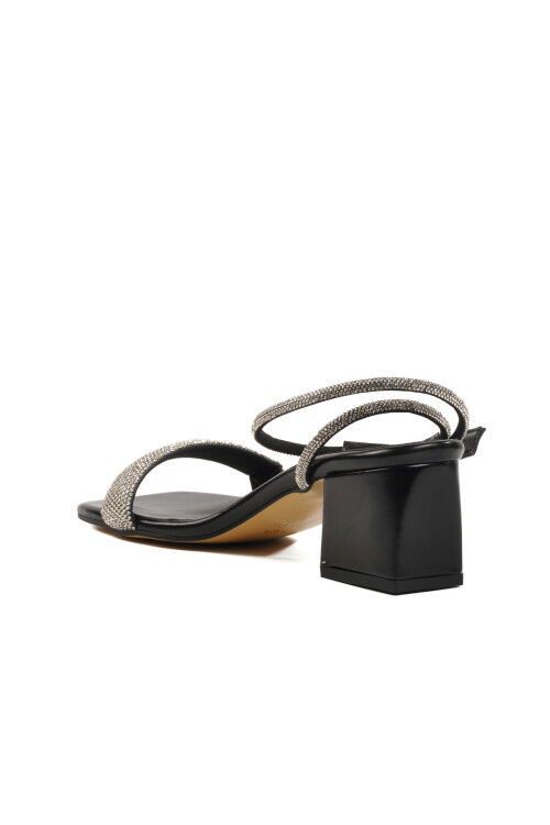 Black Stone Ankle Strap Womens Evening Shoes PC-54670 Z