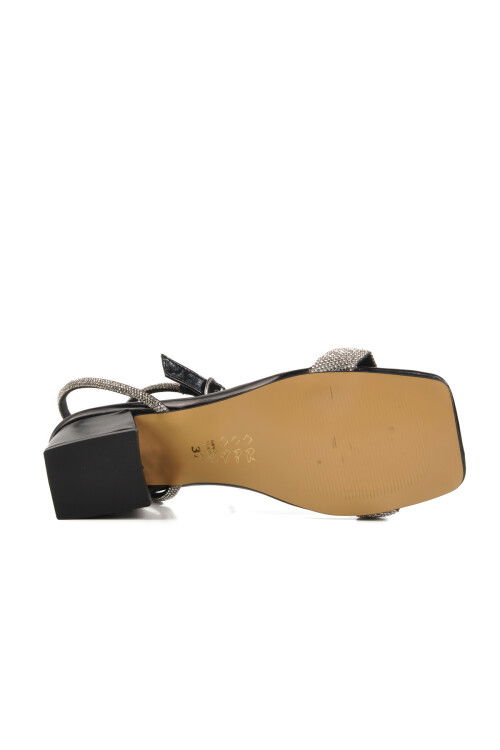 Black Stone Ankle Strap Womens Evening Shoes PC-54670 Z