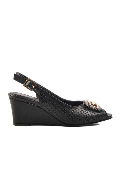 Black Wedge Heel Womens Evening Shoes 312334 Z