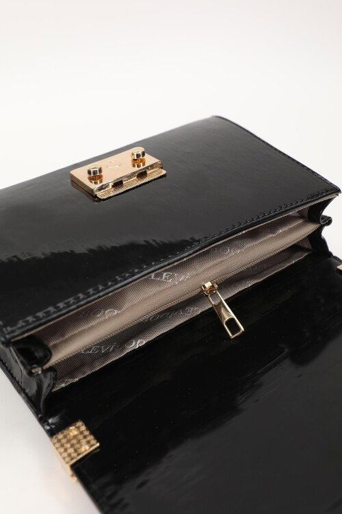 Black Patent Leather Womens Shoulder Bag 930182