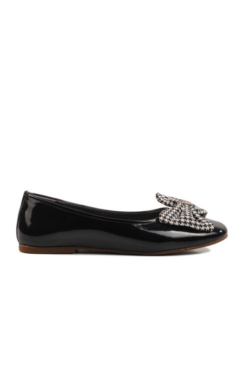 Black Patent Leather Bow Ribbon Girls Ballerinas 180 F