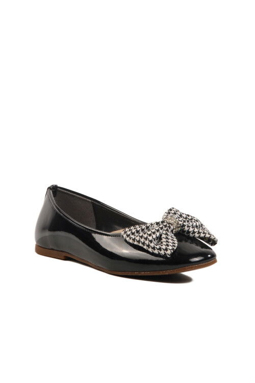 Black Patent Leather Bow Ribbon Girls Ballerinas 180 F