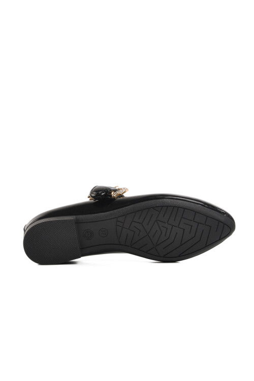 حذاء سهرة نسائي خفيف الوزن من الجلد الأسود اللامع مرصع بالأحجار 354156 Z