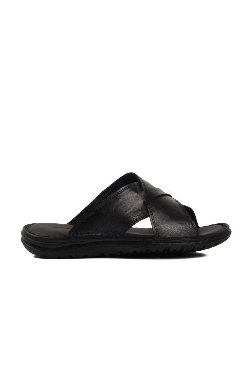 Black Cross-Strap Lightweight Mens Slippers 476404 M