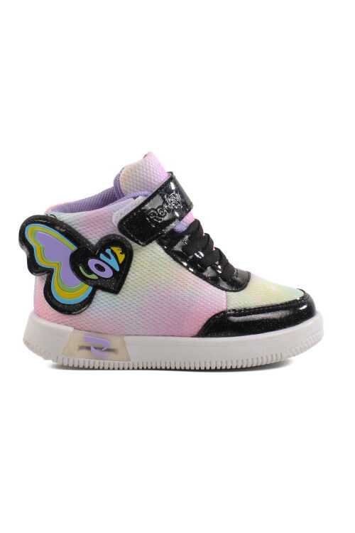 Black Velcro Ankle Girls Sneakers 6503 P