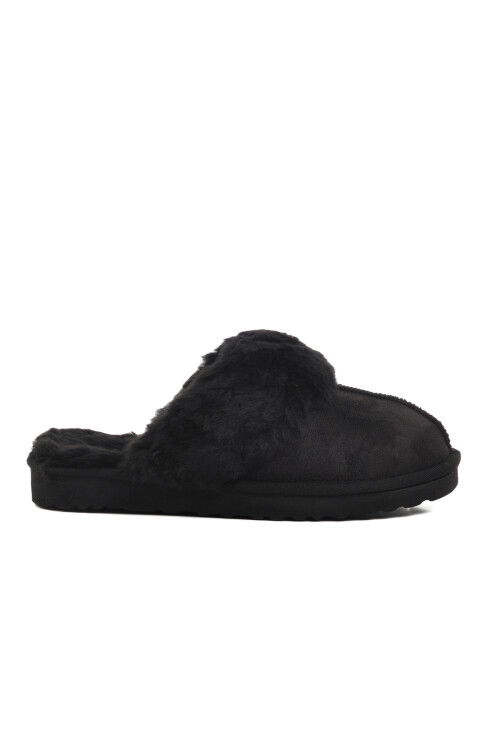 Black Fur-lined Womens Home Slippers PC-54392 Z