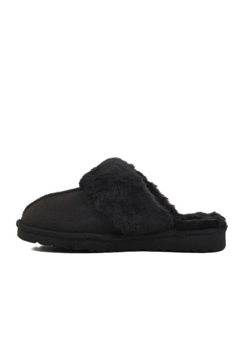 Black Fur-lined Womens Home Slippers PC-54392 Z