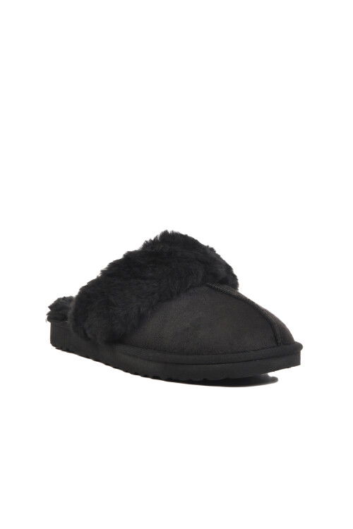 Black Fur-lined Womens Home Slippers PC-54392 Z