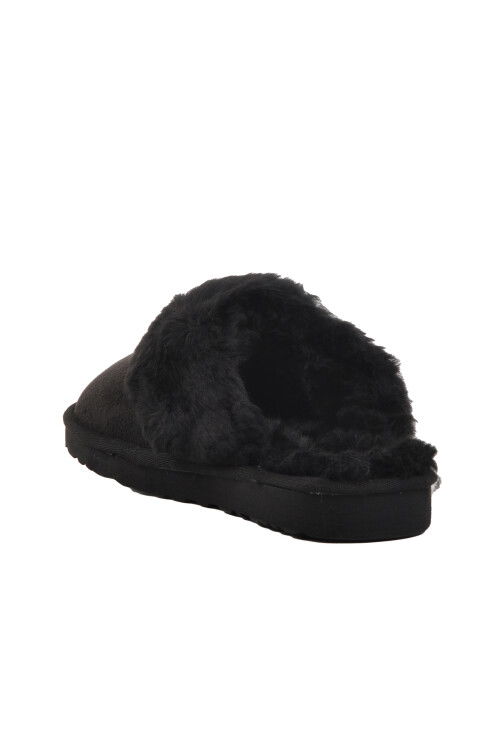 Black Fur-lined Womens Home Slippers PC-54392 Z