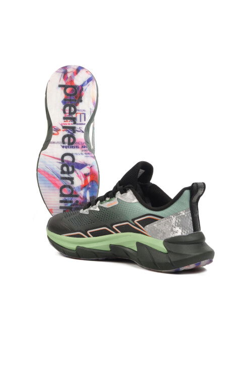 Black Green Memory Foam Lightweight Mens Sneakers PCI-11052 M