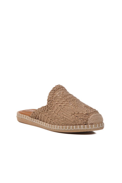 Tan Closed Front Knitted Womens Slippers 542042 Z