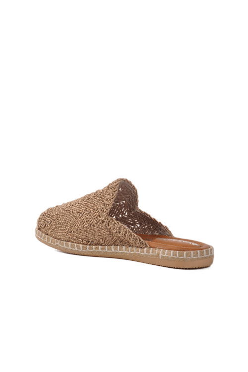 Tan Closed Front Knitted Womens Slippers 542042 Z