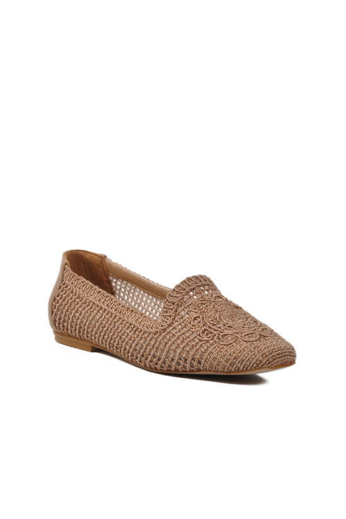 Mink Textile Knitted Womens Ballerinas 596075 Z