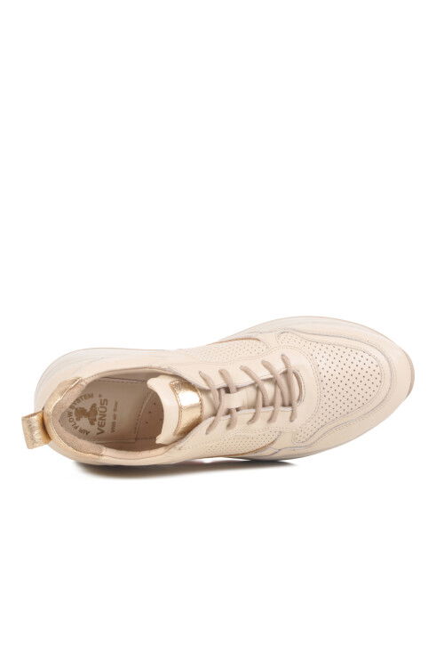 Beige Air Flow Genuine Leather Womens Casual Shoes 2216654Y Z