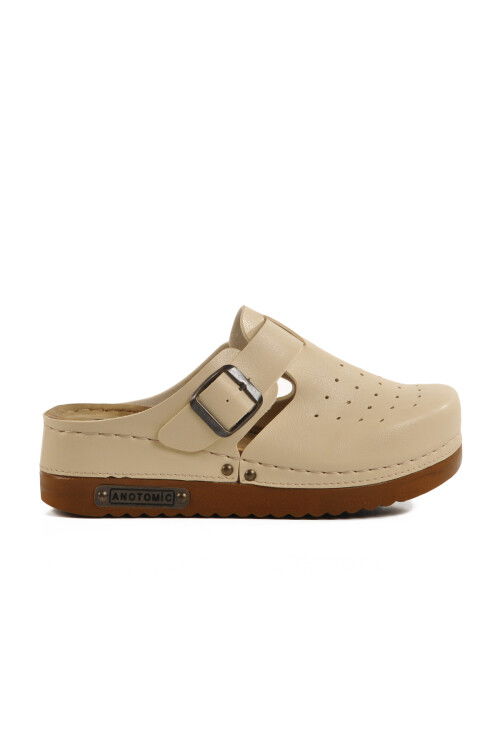 Beige Anatomical Unisex Sabo Slippers 07-008 G