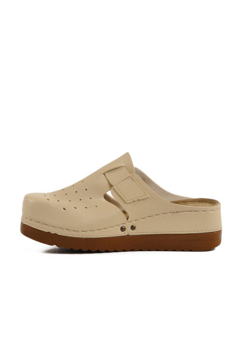 Beige Anatomical Unisex Sabo Slippers 07-008 G