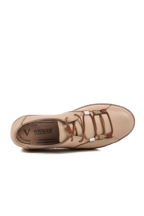 Beige Genuine Leather Anatomic Womens Casual Shoes Z132 Z