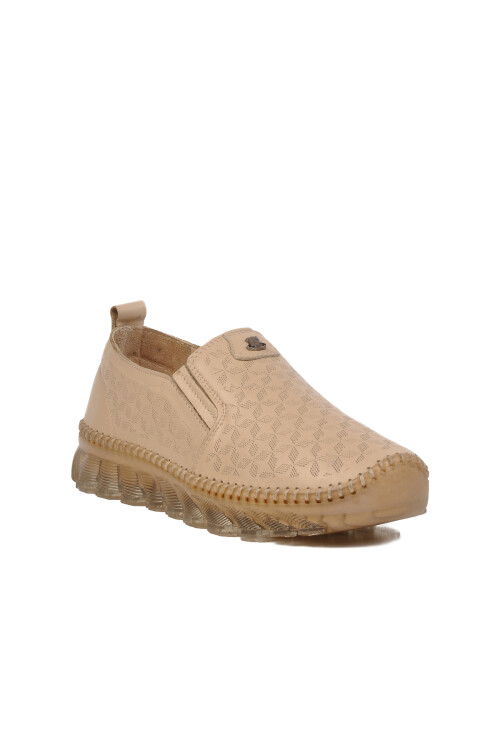 Beige Genuine Leather Womens Casual Shoes 0002 Z