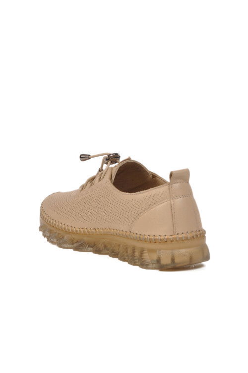 Beige Genuine Leather Womens Casual Shoes 0003 Z