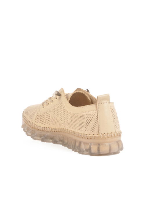 Beige Genuine Leather Womens Casual Shoes 0004 Z