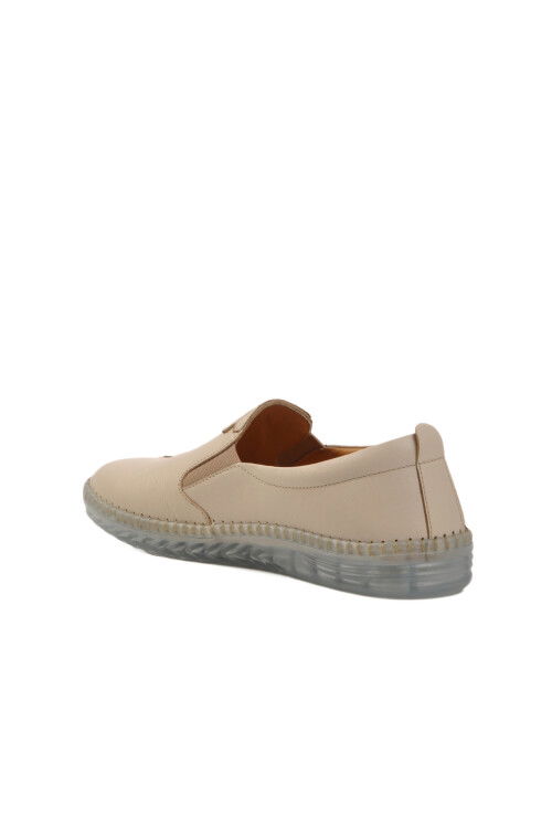 Beige Genuine Leather Womens Casual Shoes 04035 Z