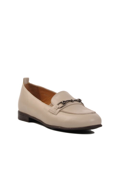 Beige Genuine Leather Womens Casual Shoes 44251 Z