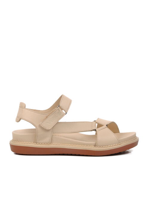 Beige Genuine Leather Womens Sandals 202064Y