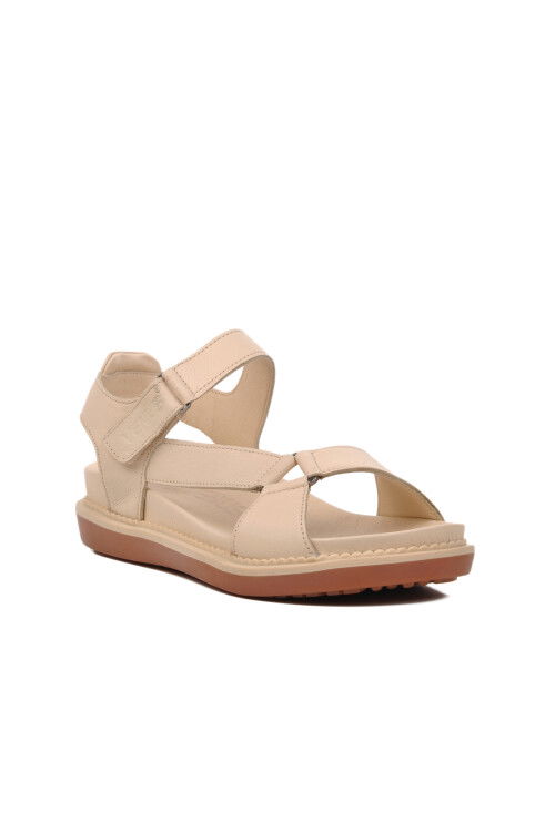 Beige Genuine Leather Womens Sandals 202064Y
