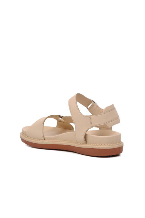 Beige Genuine Leather Womens Sandals 202064Y