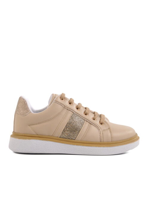 Beige Lace-Up Womens Sneakers 707 Z